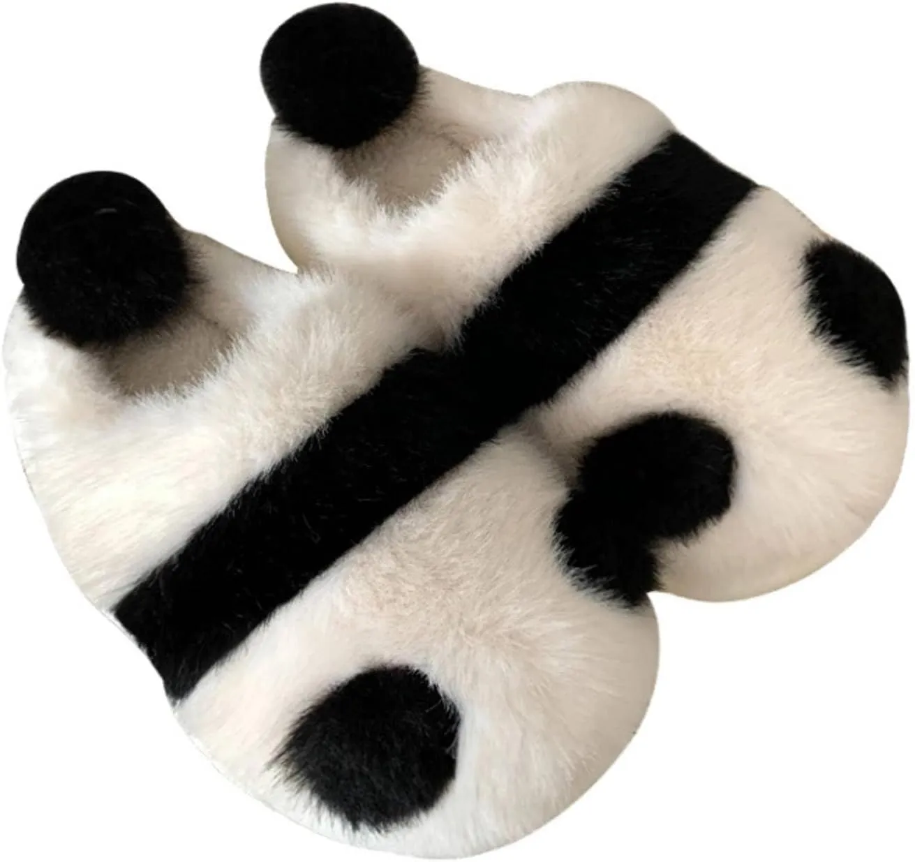 KazUp Soft and Adorable Panda Shape Slippers Winter Warm Plush Thick Bottom Soft Closed-Toe Slippers