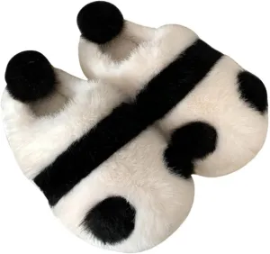 KazUp Soft and Adorable Panda Shape Slippers Winter Warm Plush Thick Bottom Soft Closed-Toe Slippers