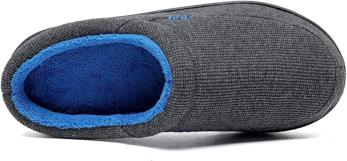 Kervaky Men's Cotton Slippers - Memory Foam, Comfortable Indoor & Outdoor Home Shoes