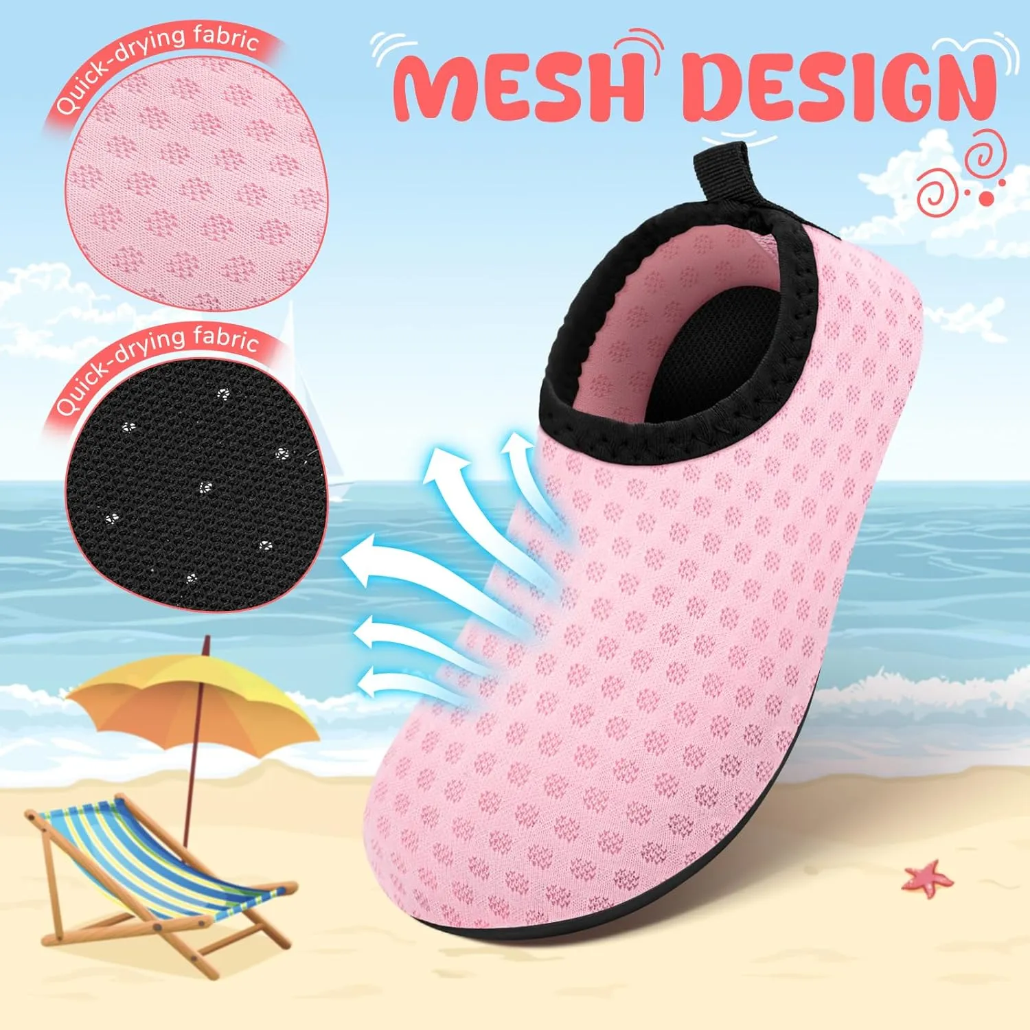 Kids Boys Girls Swim Water Shoes, Toddler Kids Swim Water Shoes Non-Slip Quick Dry Beach Shoes,Barefoot Sports Shoes Aqua Socks for Beach Outdoor Sports