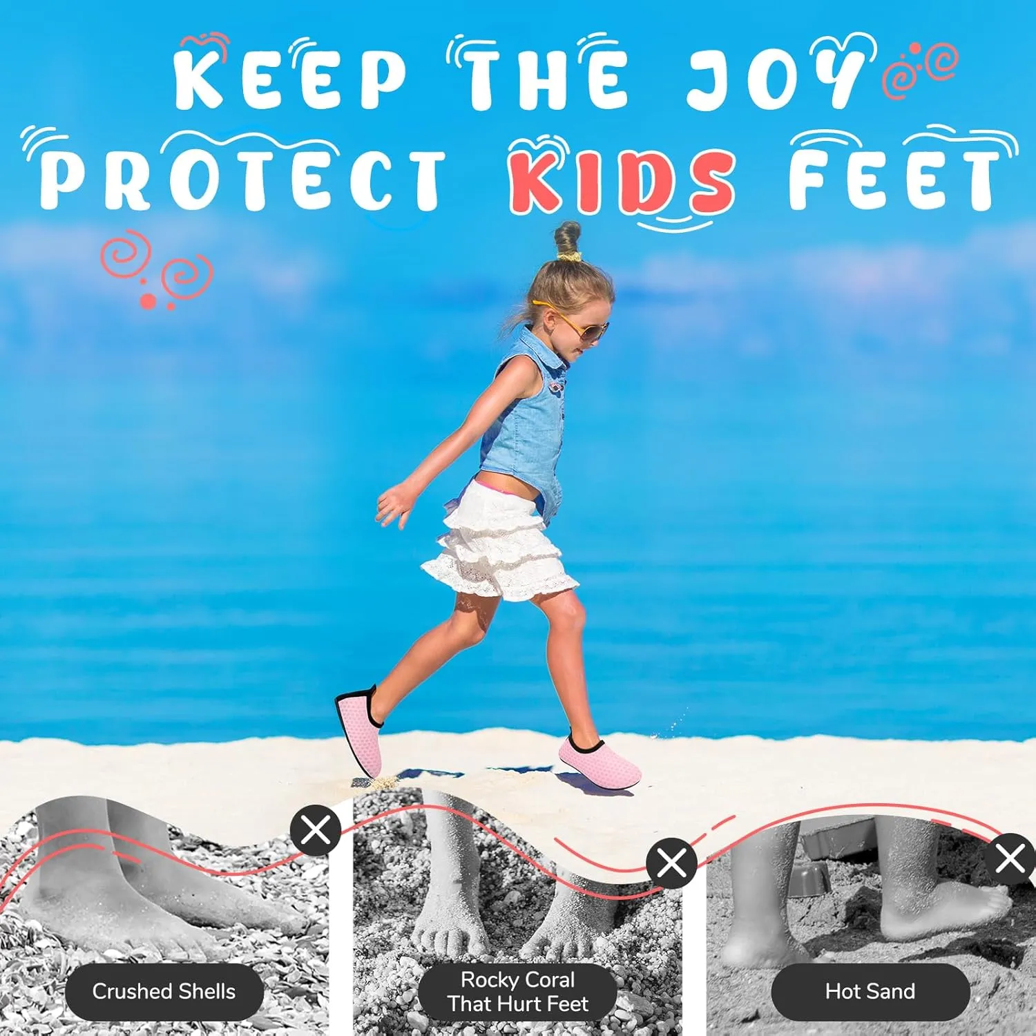 Kids Boys Girls Swim Water Shoes, Toddler Kids Swim Water Shoes Non-Slip Quick Dry Beach Shoes,Barefoot Sports Shoes Aqua Socks for Beach Outdoor Sports