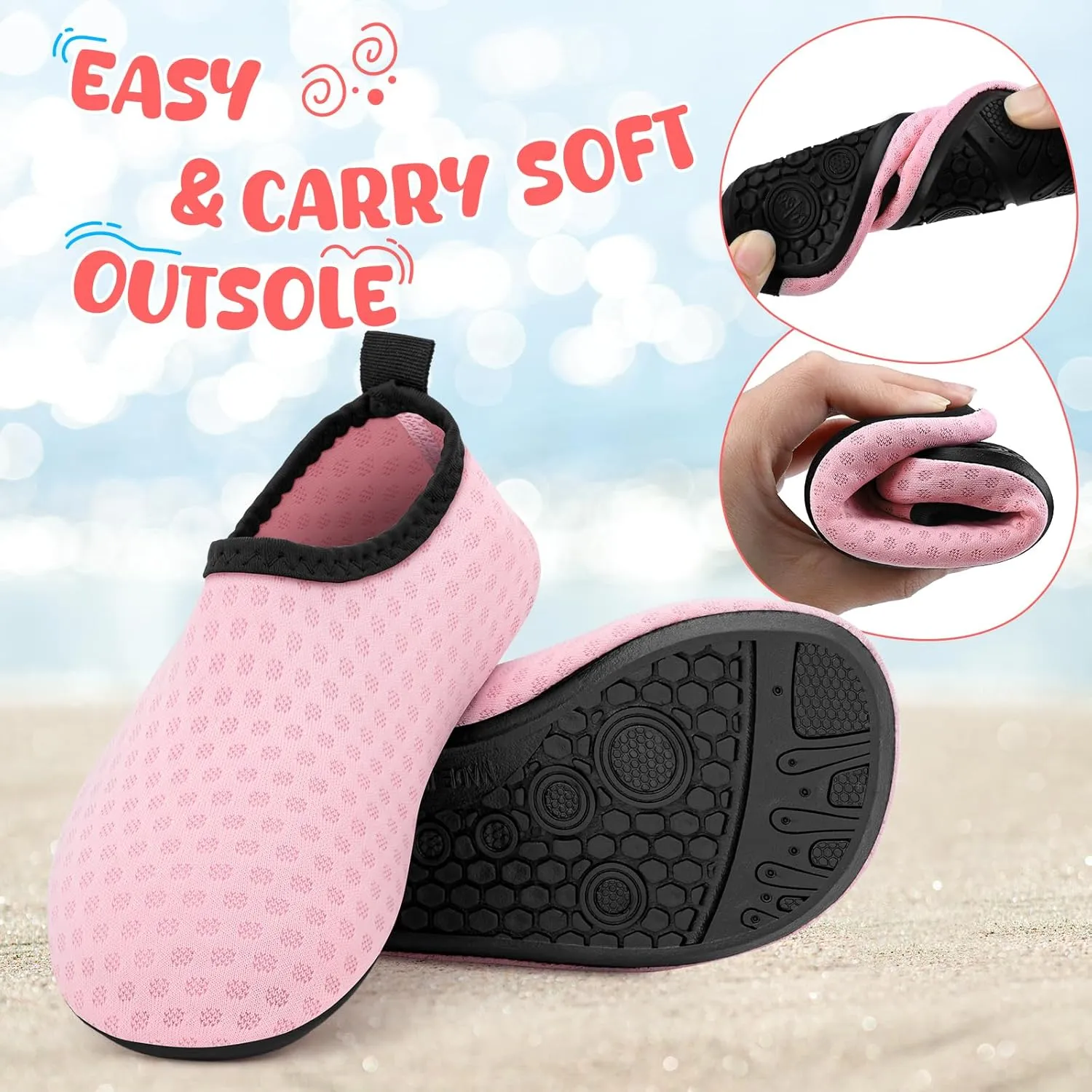 Kids Boys Girls Swim Water Shoes, Toddler Kids Swim Water Shoes Non-Slip Quick Dry Beach Shoes,Barefoot Sports Shoes Aqua Socks for Beach Outdoor Sports