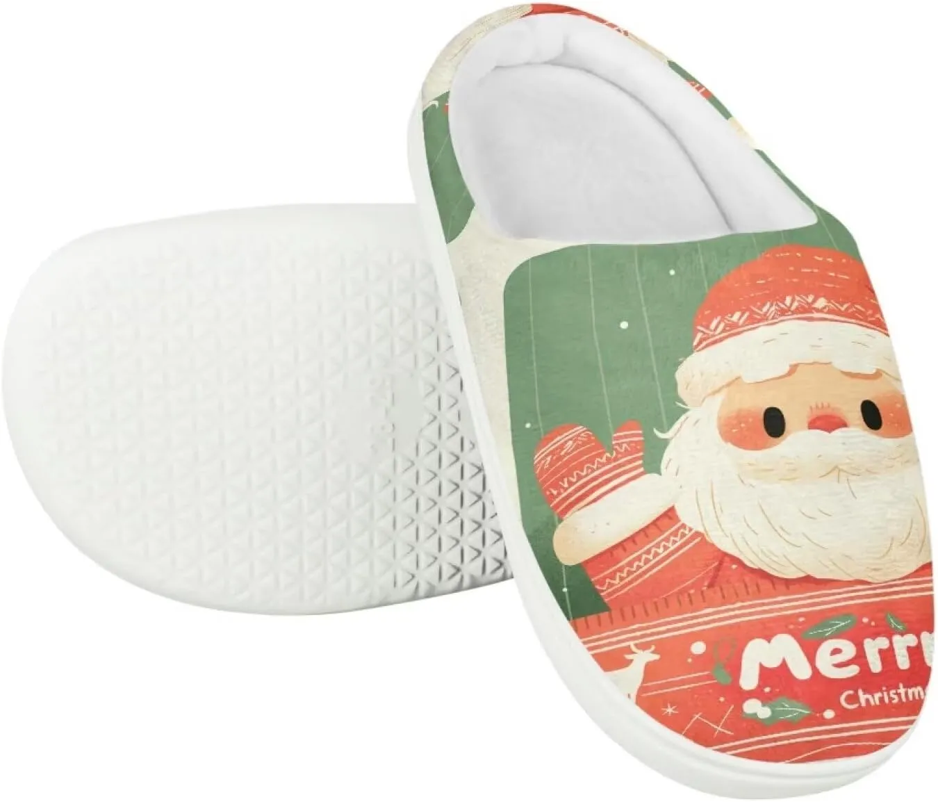 Kids Christmas Cotton Slipper Warm Winter Plush Soft Fuzzy Breathable Outdoor Slipper Fluffy Anti-Slip Home Slippers for Litter Kid US 9-15
