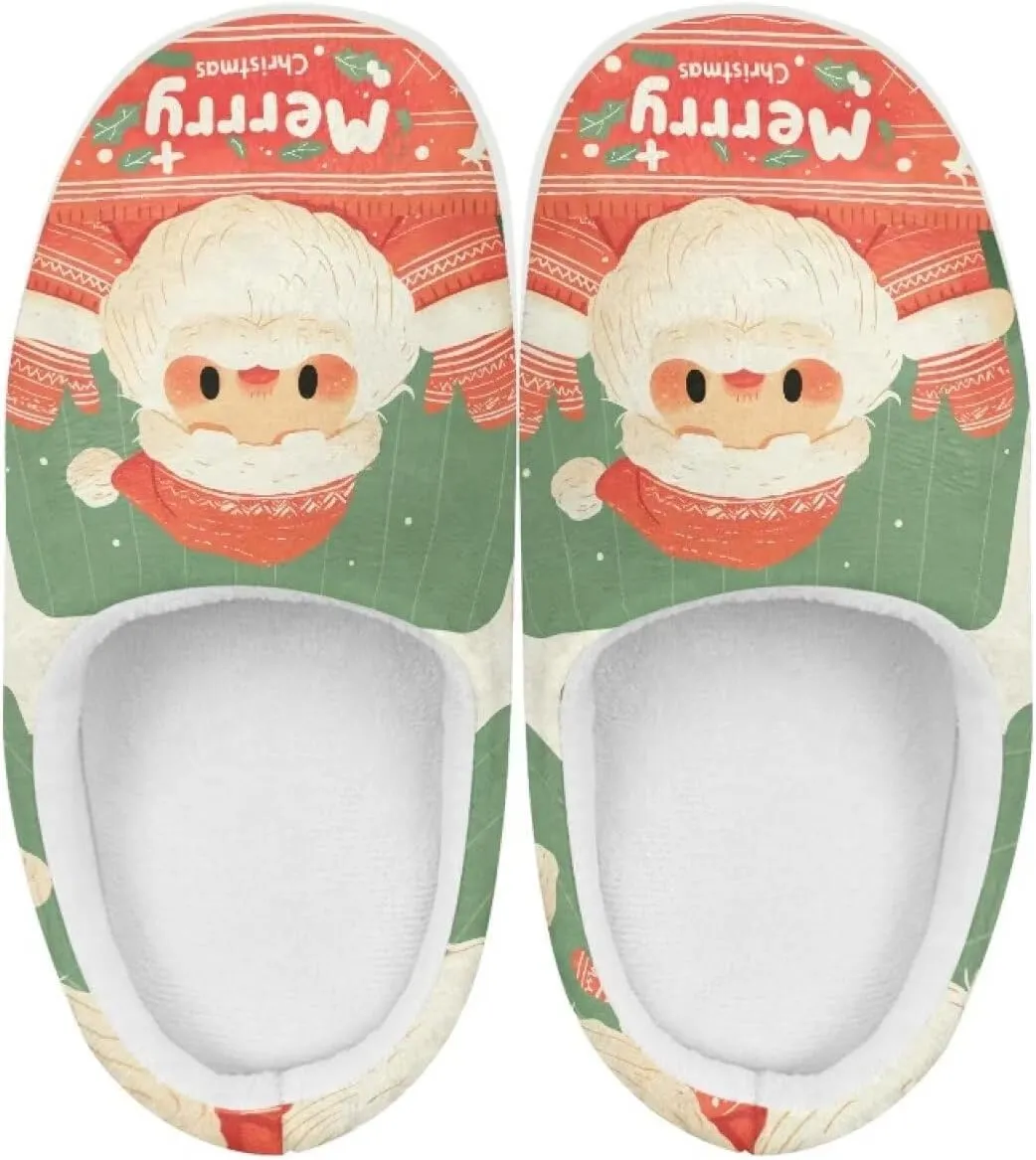 Kids Christmas Cotton Slipper Warm Winter Plush Soft Fuzzy Breathable Outdoor Slipper Fluffy Anti-Slip Home Slippers for Litter Kid US 9-15