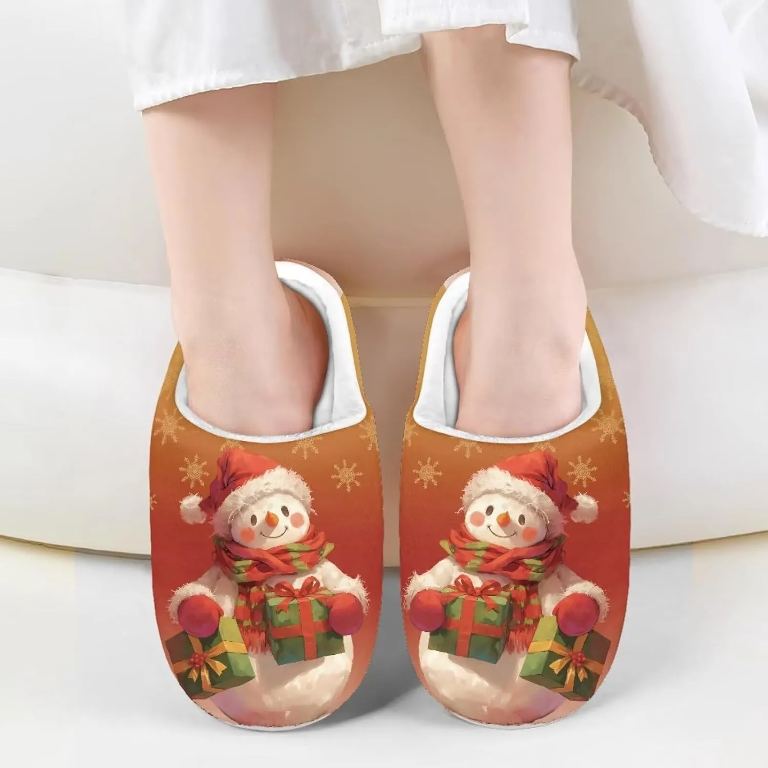 Kids Christmas Plush Slipper Fuzzy Soft Cotton Floral Non-Slip Home Slipper Comfort Winter Outdoor Slipper for Kid