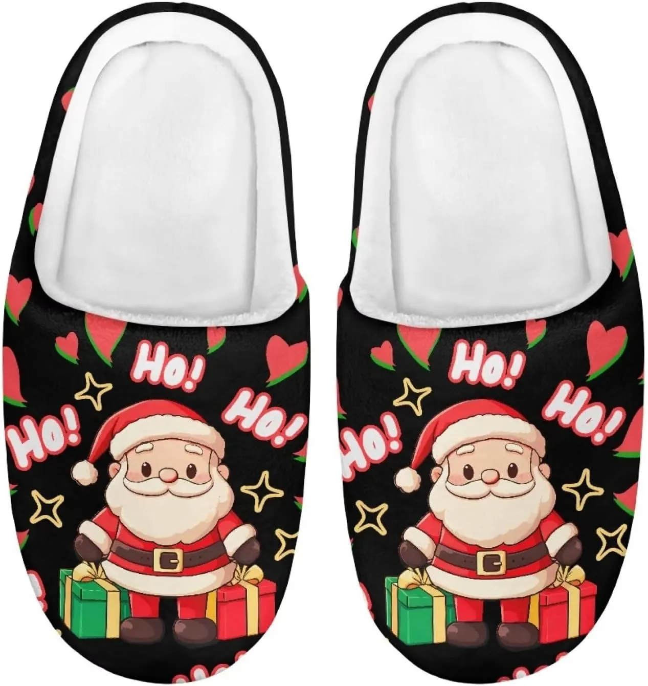 Kids Christmas Plush Slipper Fuzzy Soft Cotton Floral Non-Slip Home Slipper Comfort Winter Outdoor Slipper for Kid