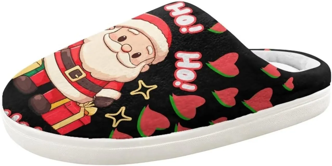 Kids Christmas Plush Slipper Fuzzy Soft Cotton Floral Non-Slip Home Slipper Comfort Winter Outdoor Slipper for Kid