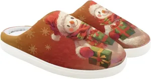 Kids Christmas Plush Slipper Fuzzy Soft Cotton Floral Non-Slip Home Slipper Comfort Winter Outdoor Slipper for Kid