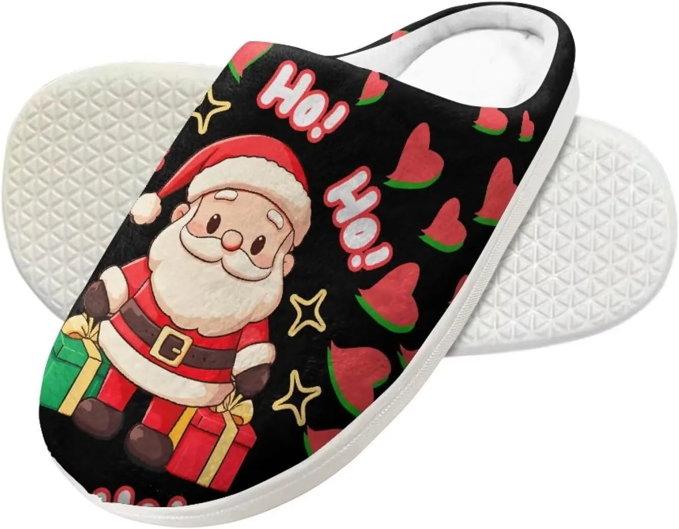 Kids Christmas Plush Slipper Fuzzy Soft Cotton Floral Non-Slip Home Slipper Comfort Winter Outdoor Slipper for Kid