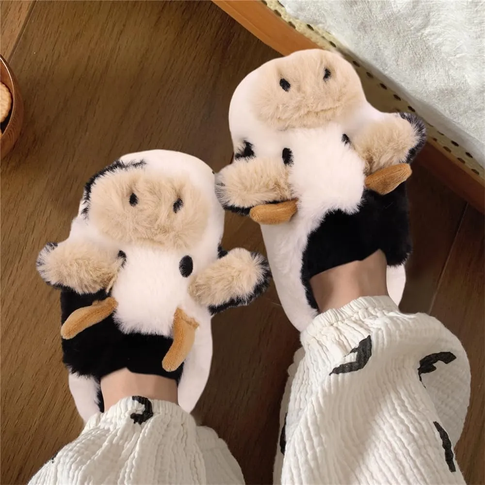 Kids Cow Slippers丨Toddler Boys Girls Animal Slippers丨Youth Fuzzy Slippers丨Comfy House Slippers Shoes丨Memory Foam丨Cute Cartoon丨Soft Non-slip