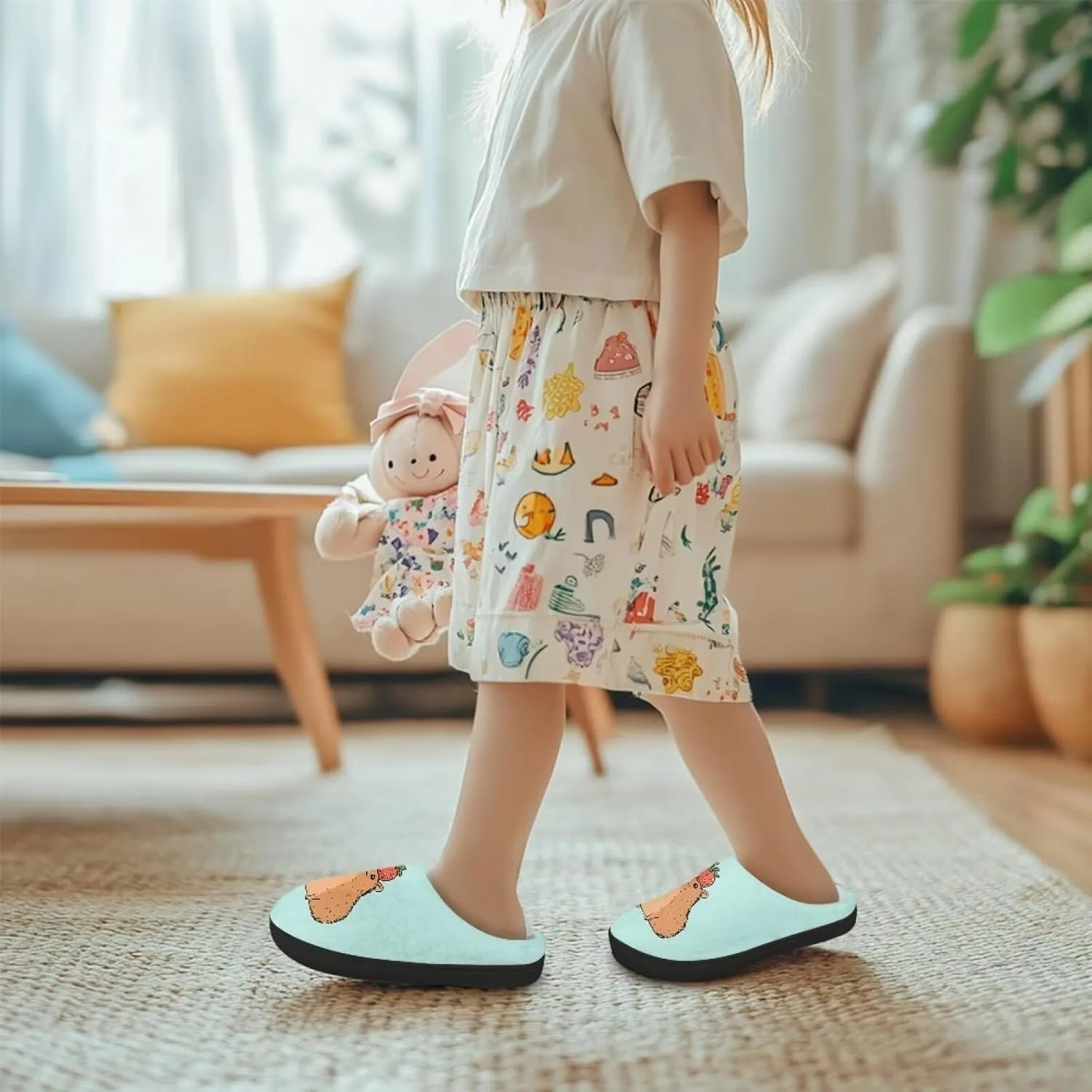 Kids Fluffy Slippers for Boys and Girls, Warm House Slippers for Winter, Soft Cozy Slippers for Indoor Outdoor Walking