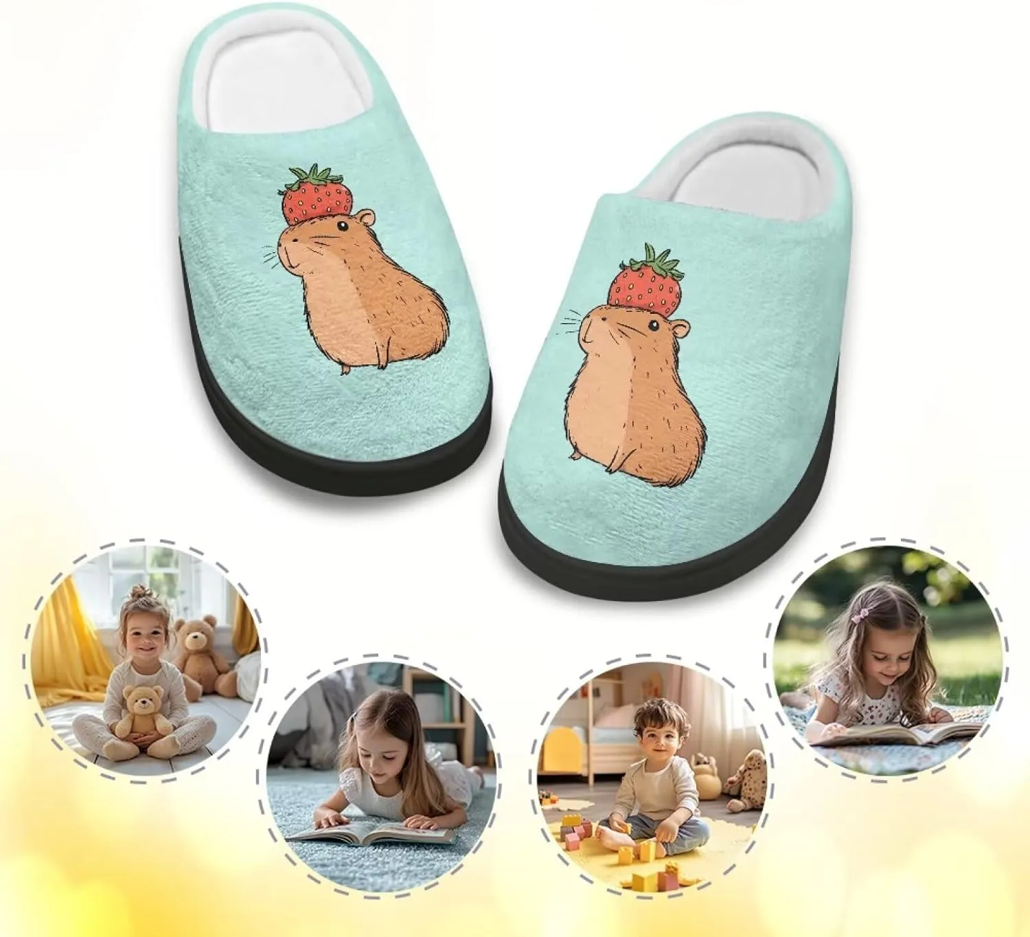 Kids Fluffy Slippers for Boys and Girls, Warm House Slippers for Winter, Soft Cozy Slippers for Indoor Outdoor Walking