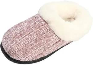 Kid's Girl Memory Foam Comfort Plush Fleece Lined House Slipper - Crochet Rabbit Hair Clog - Warm and Cozy