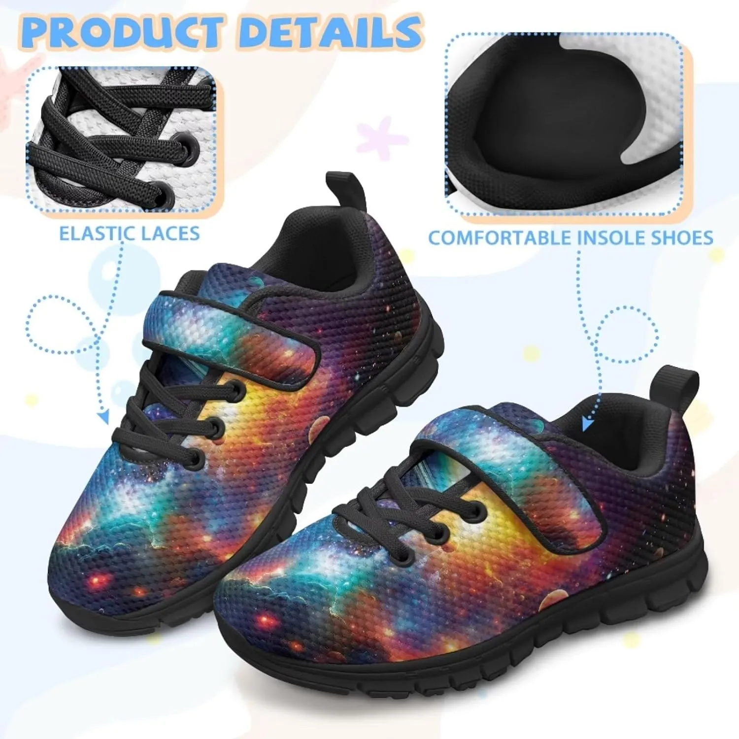 Kids Mesh Sneakers Single Buckle Arch Support Elastic Strap Sports Shoes for Boys Girls