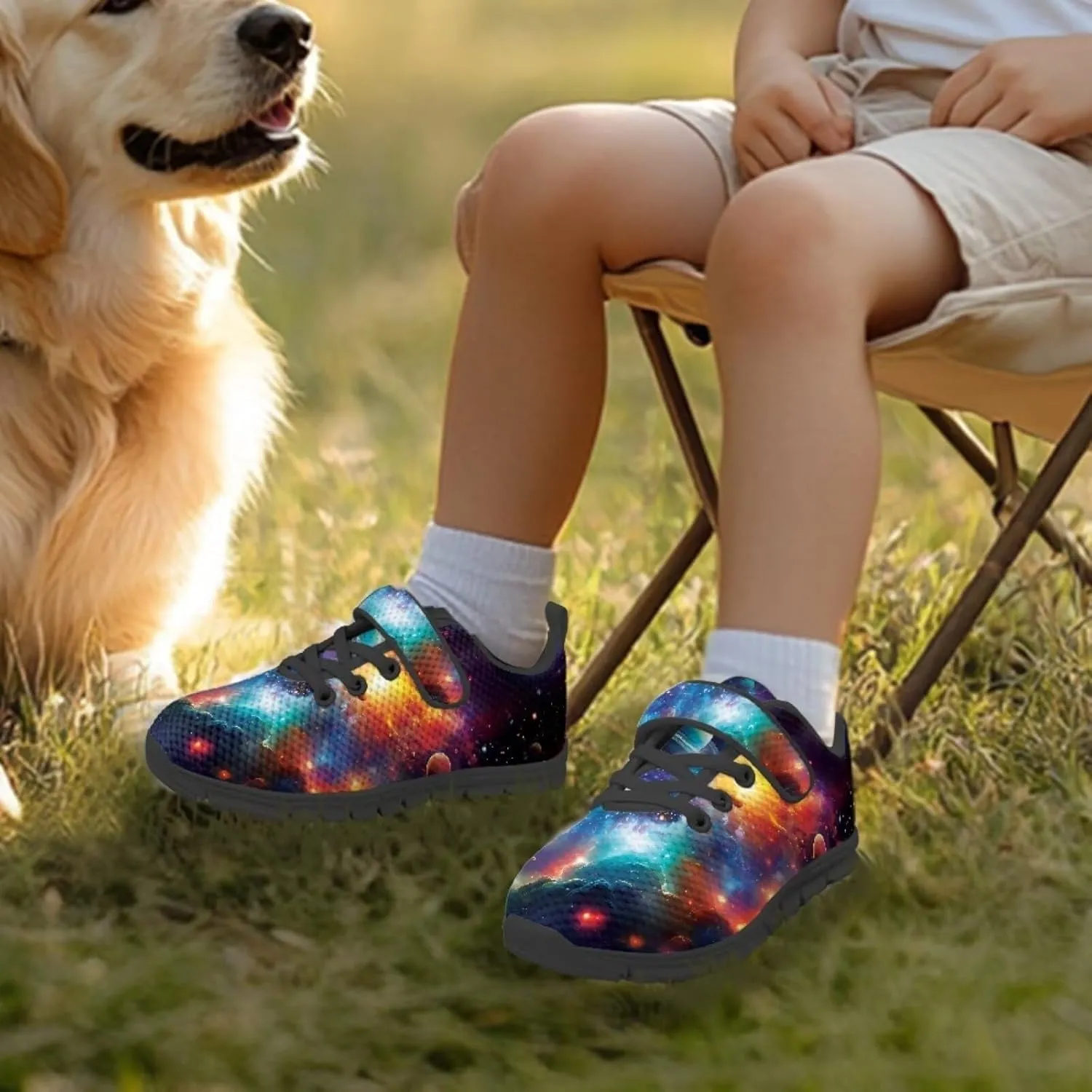 Kids Mesh Sneakers Single Buckle Arch Support Elastic Strap Sports Shoes for Boys Girls