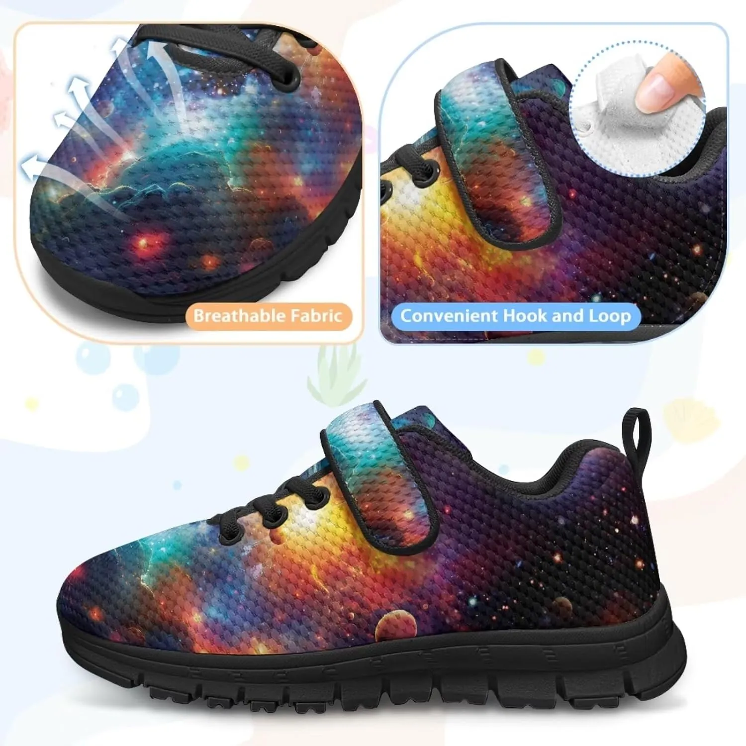Kids Mesh Sneakers Single Buckle Arch Support Elastic Strap Sports Shoes for Boys Girls