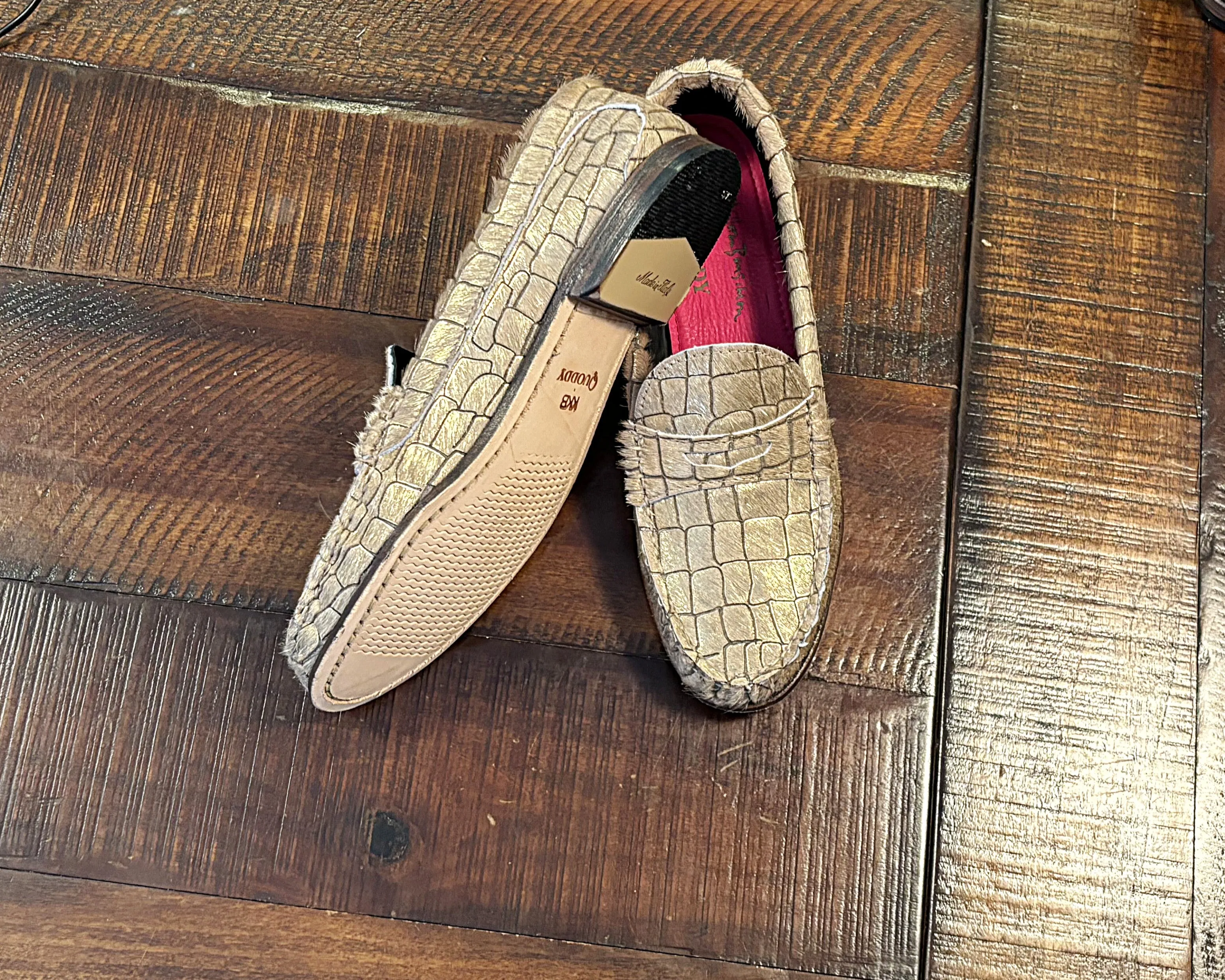 KKB Penny Loafer: Gold Hair-On Leather