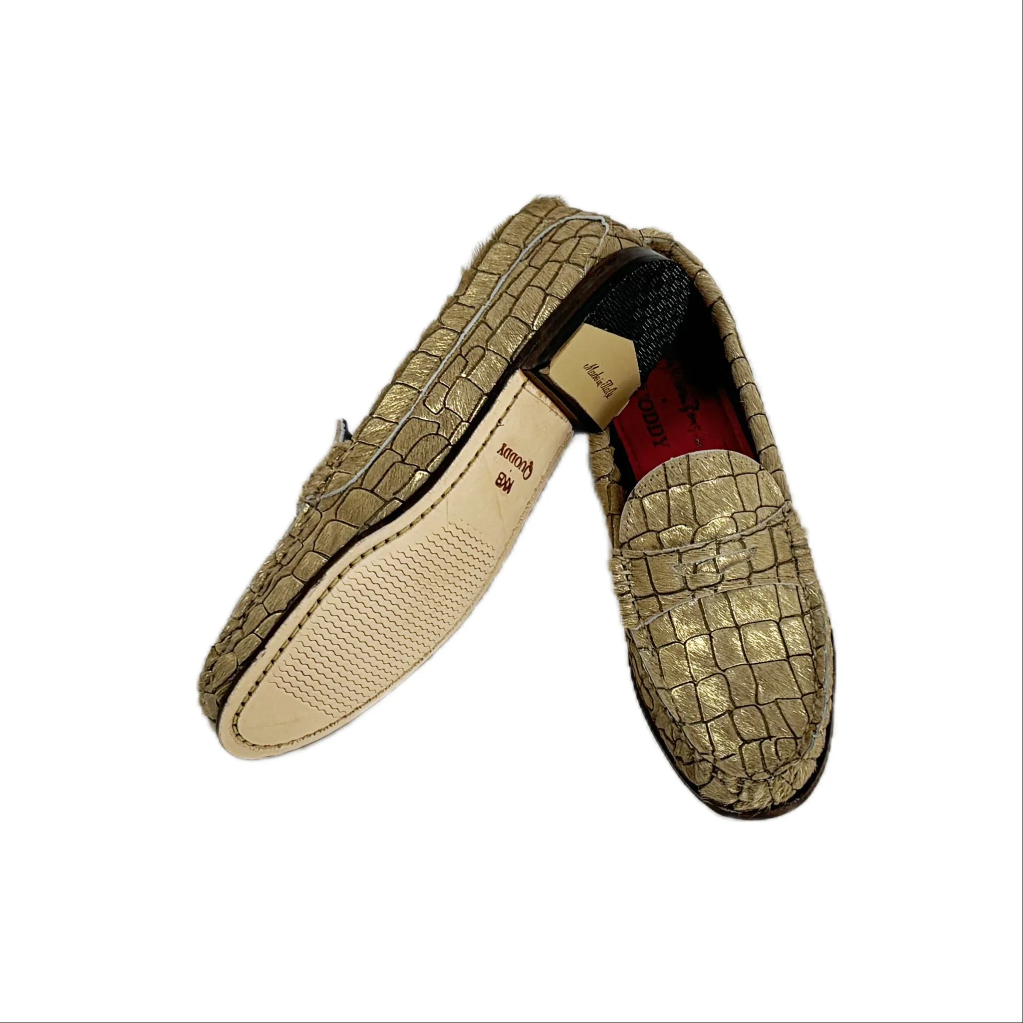 KKB Penny Loafer: Gold Hair-On Leather