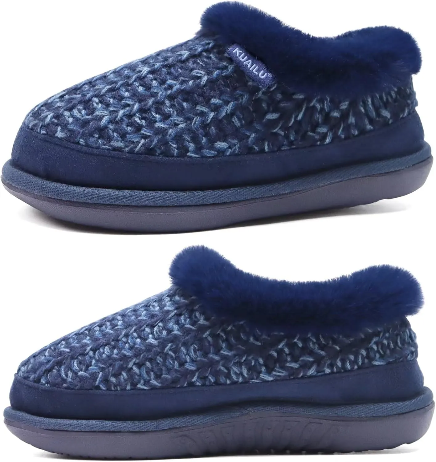 KuaiLu House Slippers for Women Comfortable Memory Foam Plaid Slipper Ladies Warm Fuzzy Plush Fur Lined Winter Home Shoes Orthotic Plantar Fasciitis Arch Support Indoor Outdoor