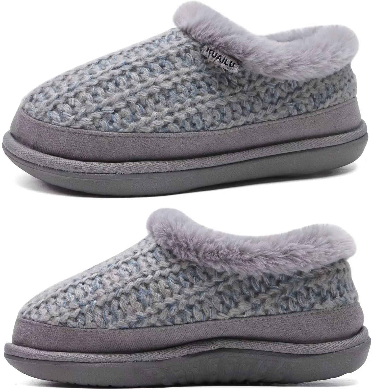 KuaiLu House Slippers for Women Comfortable Memory Foam Plaid Slipper Ladies Warm Fuzzy Plush Fur Lined Winter Home Shoes Orthotic Plantar Fasciitis Arch Support Indoor Outdoor