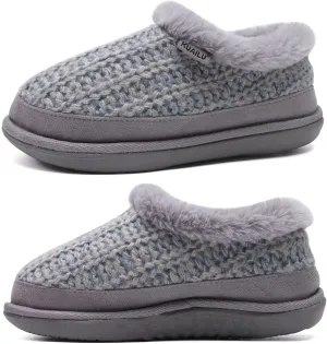 KuaiLu House Slippers for Women Comfortable Memory Foam Plaid Slipper Ladies Warm Fuzzy Plush Fur Lined Winter Home Shoes Orthotic Plantar Fasciitis Arch Support Indoor Outdoor