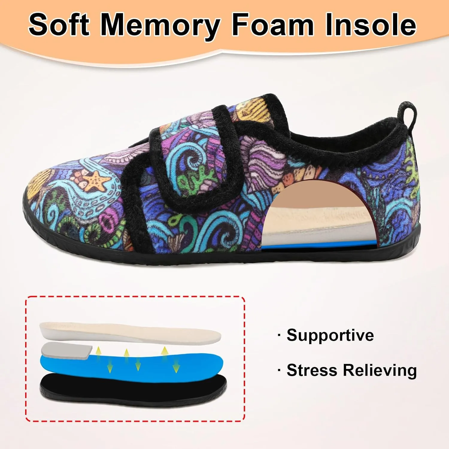 L-RUN Barefoot Womens & Men Soft House Slippers - Lightweight Indoor & Outdoor Slippers - Adjustable Home Shoes