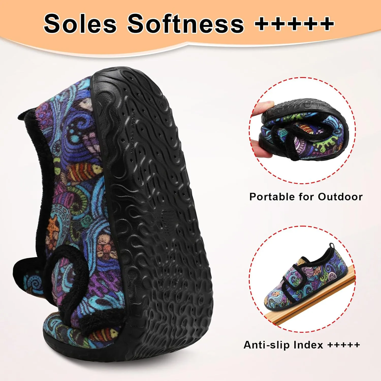 L-RUN Barefoot Womens & Men Soft House Slippers - Lightweight Indoor & Outdoor Slippers - Adjustable Home Shoes