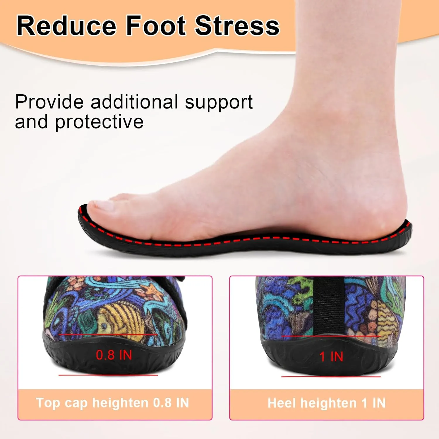 L-RUN Barefoot Womens & Men Soft House Slippers - Lightweight Indoor & Outdoor Slippers - Adjustable Home Shoes