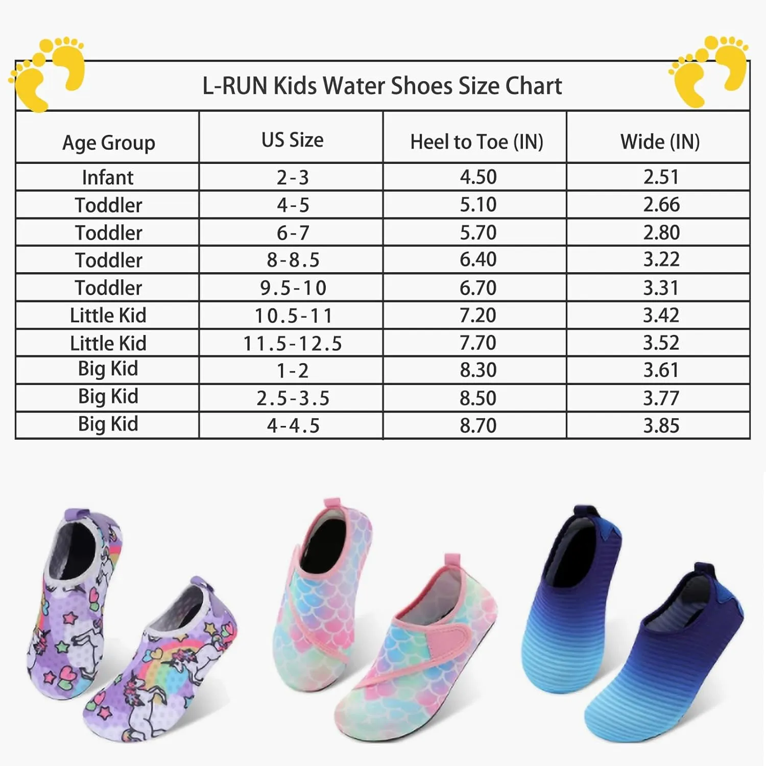 L-RUN Toddler Water Shoes Barefoot Aqua Socks Kids Swim Shoes for Beach Pool Surfing Yoga