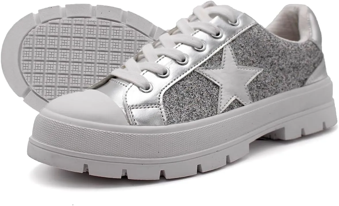 Laforst Mardi Gras Women's Glitter Nonslip Sneaker Shiny Sequin Shoes