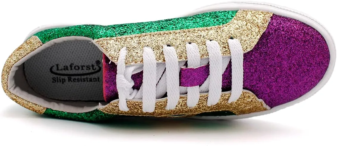 Laforst Mardi Gras Women's Glitter Nonslip Sneaker Shiny Sequin Shoes