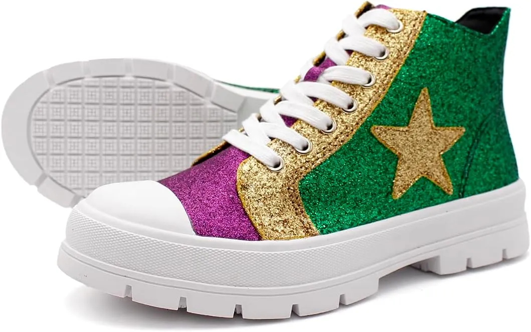 Laforst Mardi Gras Women's Glitter Nonslip Sneaker Shiny Sequin Shoes