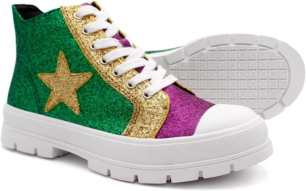 Laforst Mardi Gras Women's Glitter Nonslip Sneaker Shiny Sequin Shoes