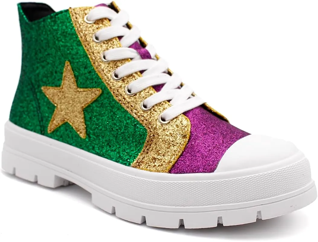 Laforst Mardi Gras Women's Glitter Nonslip Sneaker Shiny Sequin Shoes