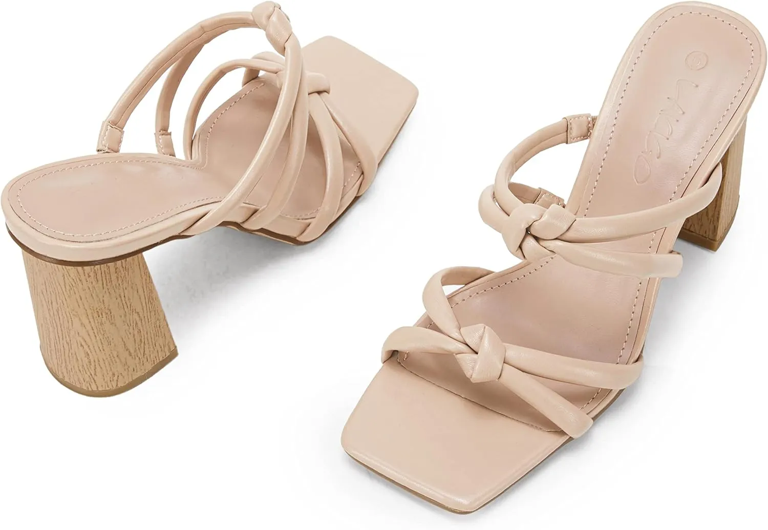 LAICIGO Women's Square Open Toe Heeled Sandals Block Heels Strappy Braided Backless Shoe