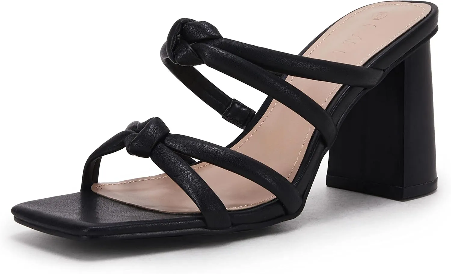 LAICIGO Women's Square Open Toe Heeled Sandals Block Heels Strappy Braided Backless Shoe