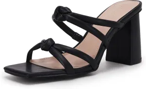 LAICIGO Women's Square Open Toe Heeled Sandals Block Heels Strappy Braided Backless Shoe