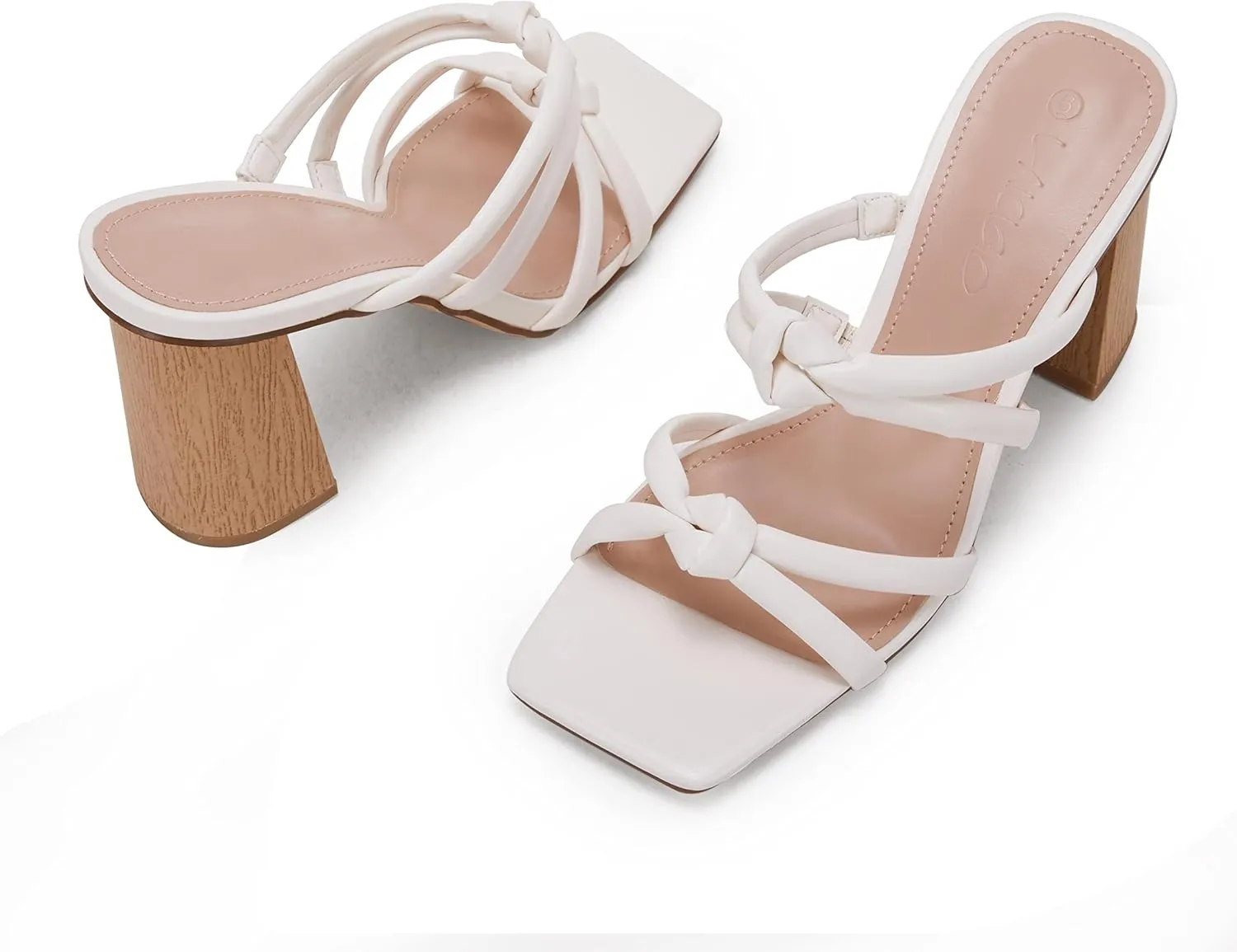 LAICIGO Women's Square Open Toe Heeled Sandals Block Heels Strappy Braided Backless Shoe