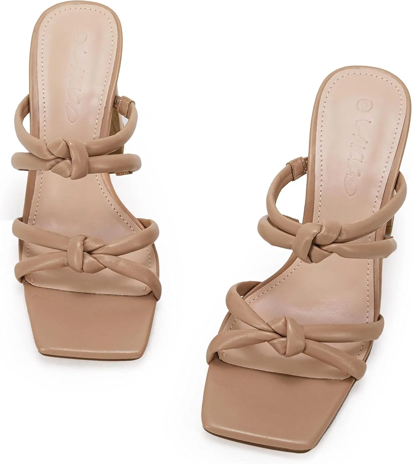 LAICIGO Women's Square Open Toe Heeled Sandals Block Heels Strappy Braided Backless Shoe