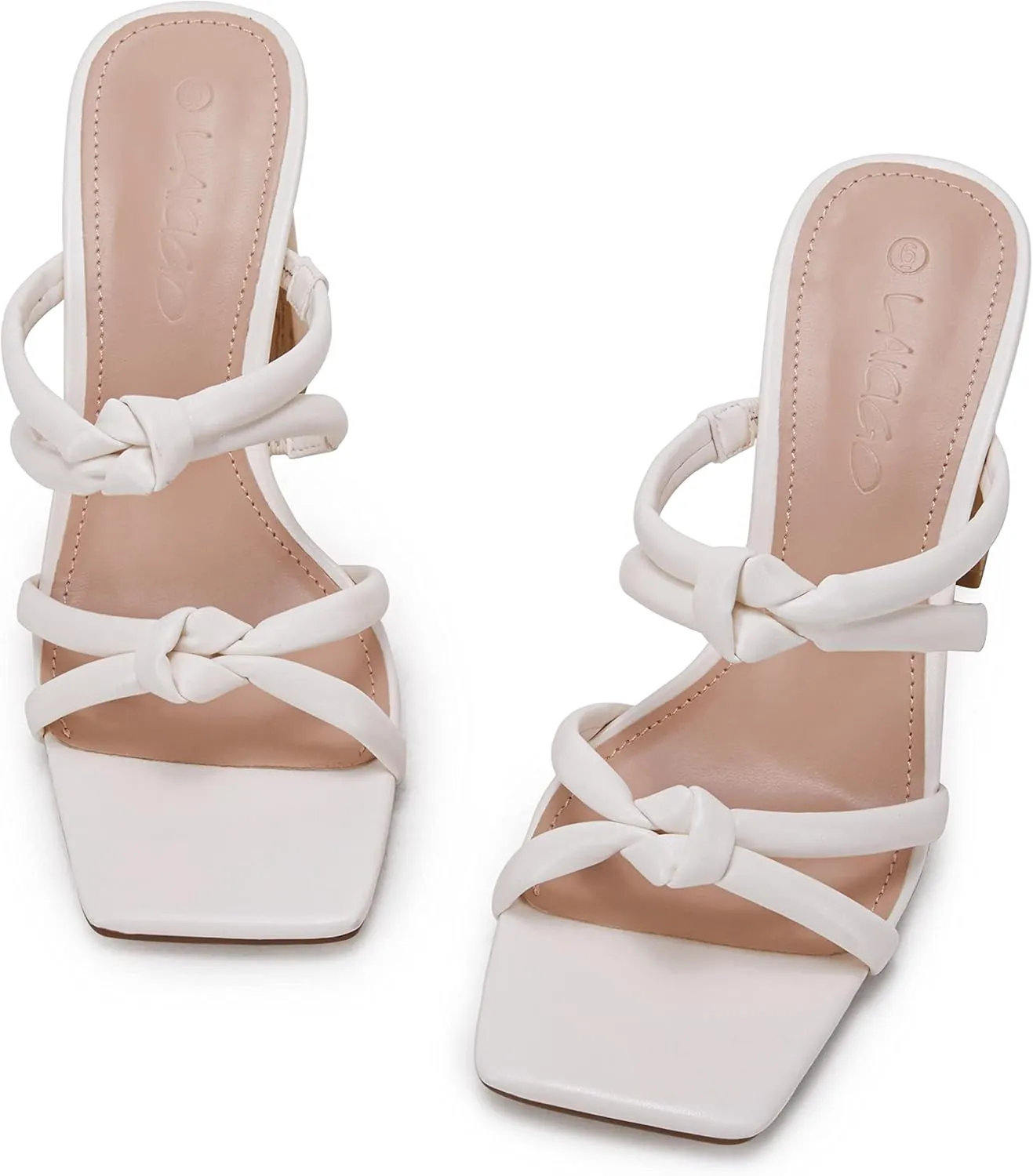 LAICIGO Women's Square Open Toe Heeled Sandals Block Heels Strappy Braided Backless Shoe