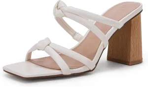LAICIGO Women's Square Open Toe Heeled Sandals Block Heels Strappy Braided Backless Shoe