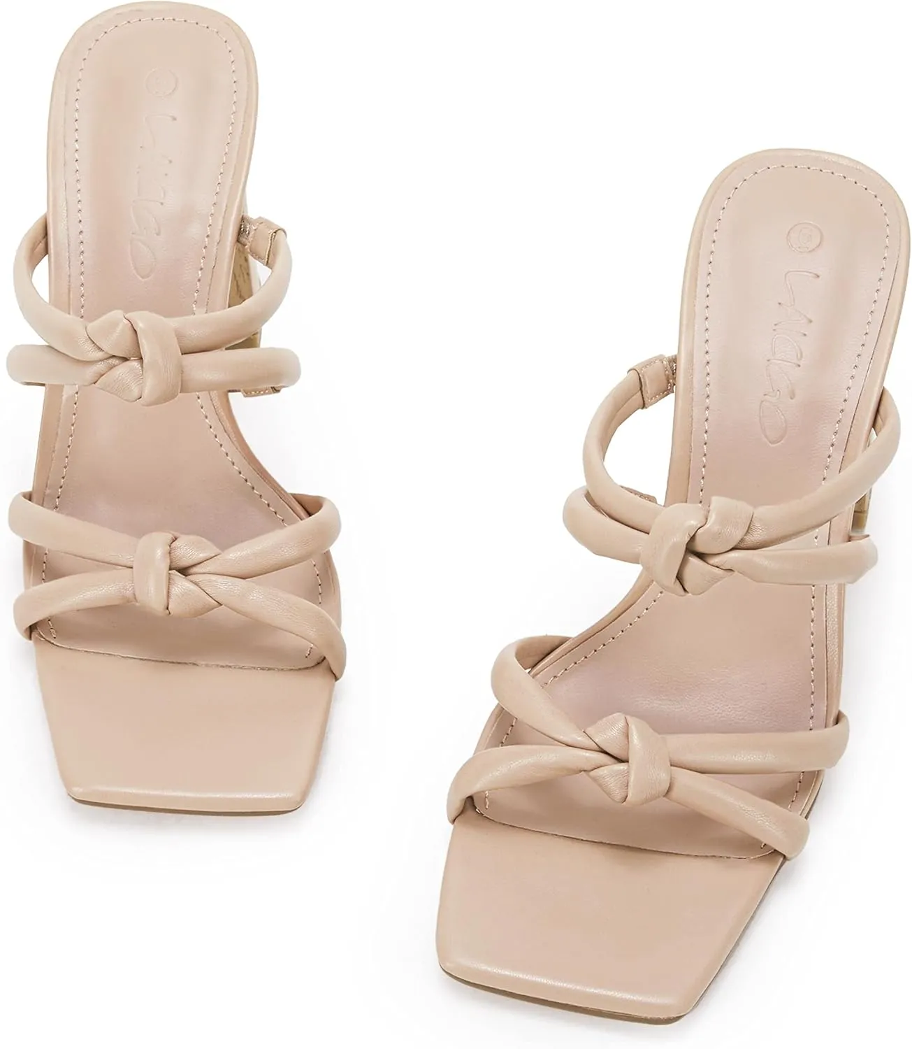 LAICIGO Women's Square Open Toe Heeled Sandals Block Heels Strappy Braided Backless Shoe