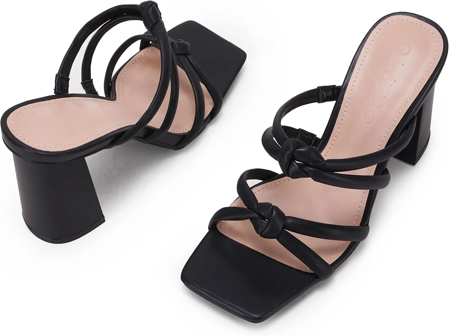 LAICIGO Women's Square Open Toe Heeled Sandals Block Heels Strappy Braided Backless Shoe