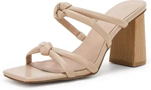 LAICIGO Women's Square Open Toe Heeled Sandals Block Heels Strappy Braided Backless Shoe