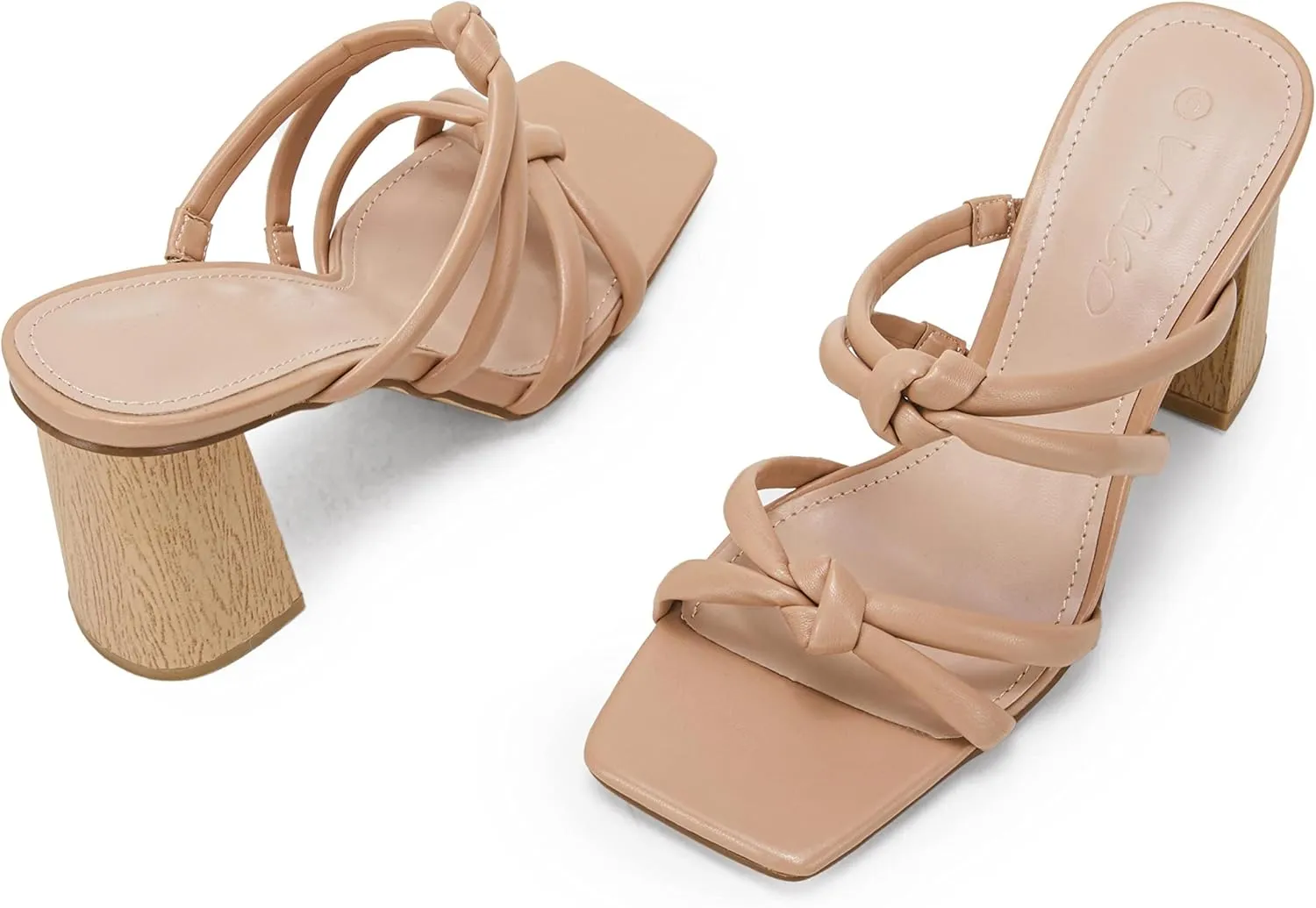 LAICIGO Women's Square Open Toe Heeled Sandals Block Heels Strappy Braided Backless Shoe
