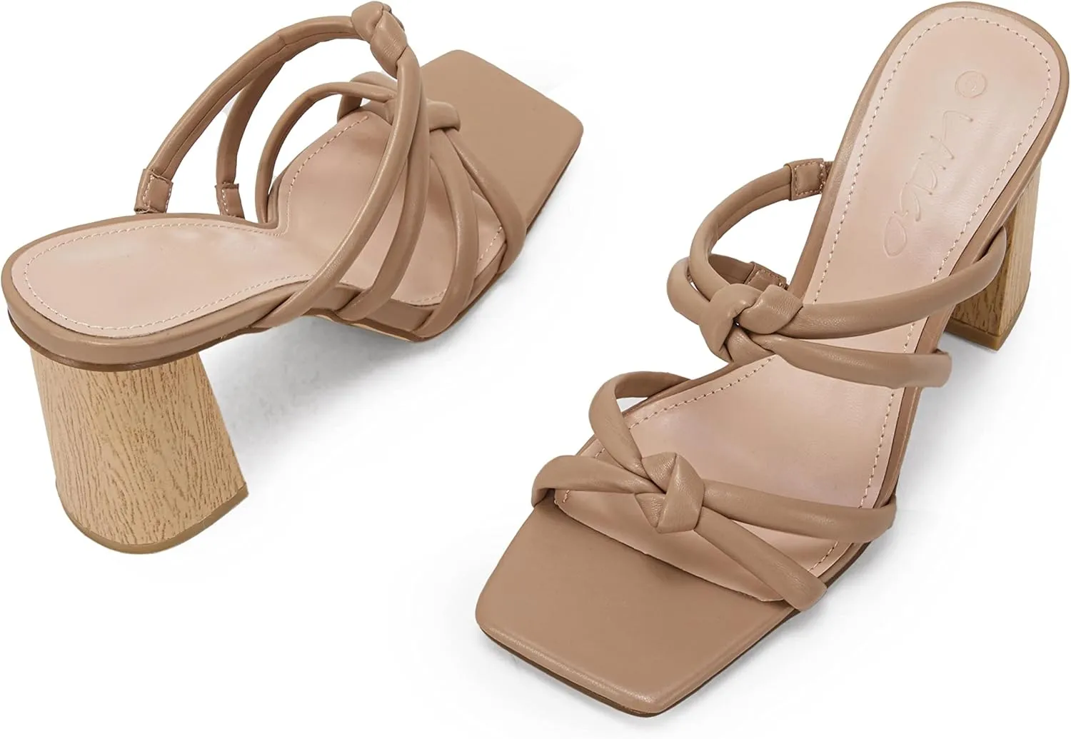 LAICIGO Women's Square Open Toe Heeled Sandals Block Heels Strappy Braided Backless Shoe