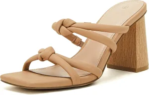 LAICIGO Women's Square Open Toe Heeled Sandals Block Heels Strappy Braided Backless Shoe