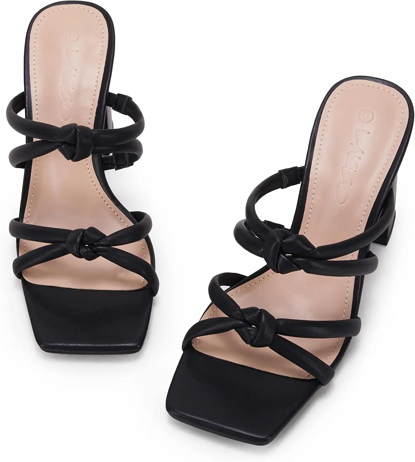 LAICIGO Women's Square Open Toe Heeled Sandals Block Heels Strappy Braided Backless Shoe