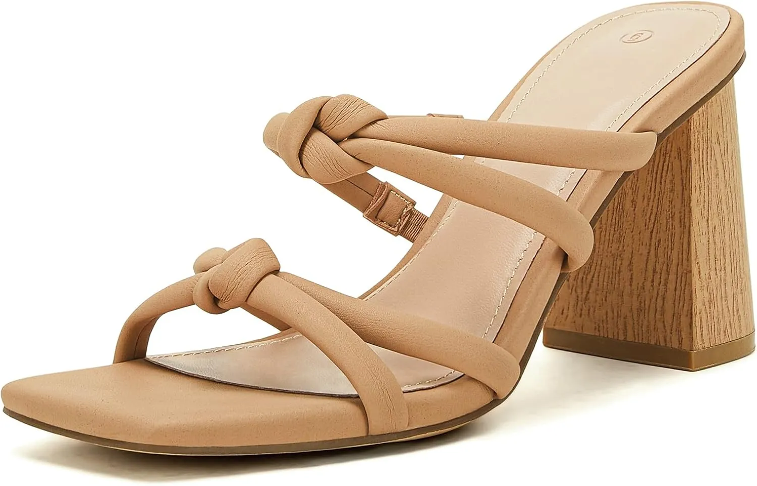 LAICIGO Women's Square Open Toe Heeled Sandals Block Heels Strappy Braided Backless Shoe