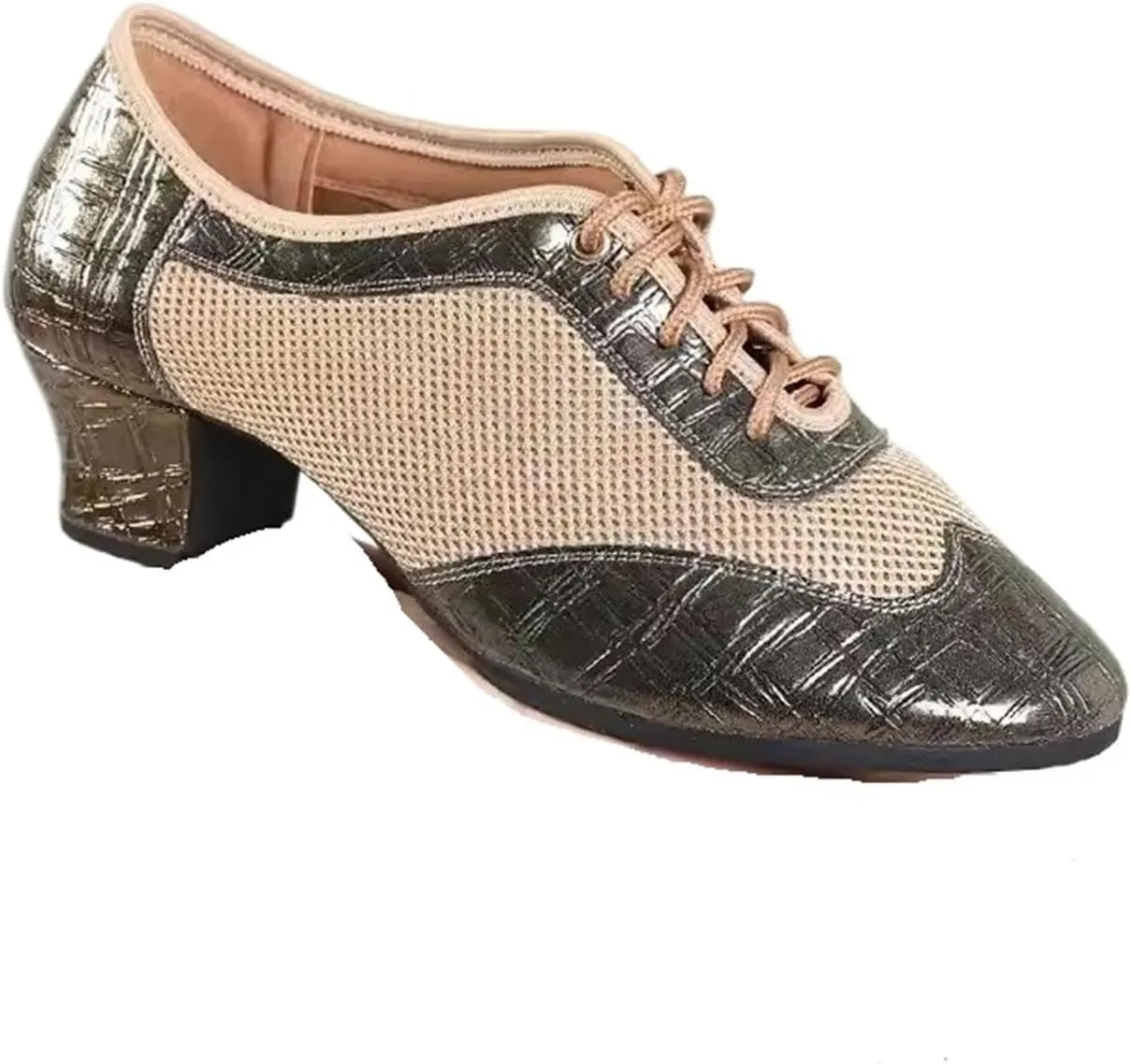 Latin Dance Shoes for Women Latin Dance Shoes for Women Adult Body Training Shoes with Soft Square Social Dance Shoe(Golden 3.5cm,37)